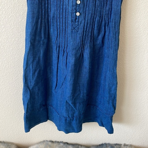 Faherty Isha Linen Shirt Dress XS Indigo Lagenlook Beachy Minimalist Boho Dress - Picture 11 of 15